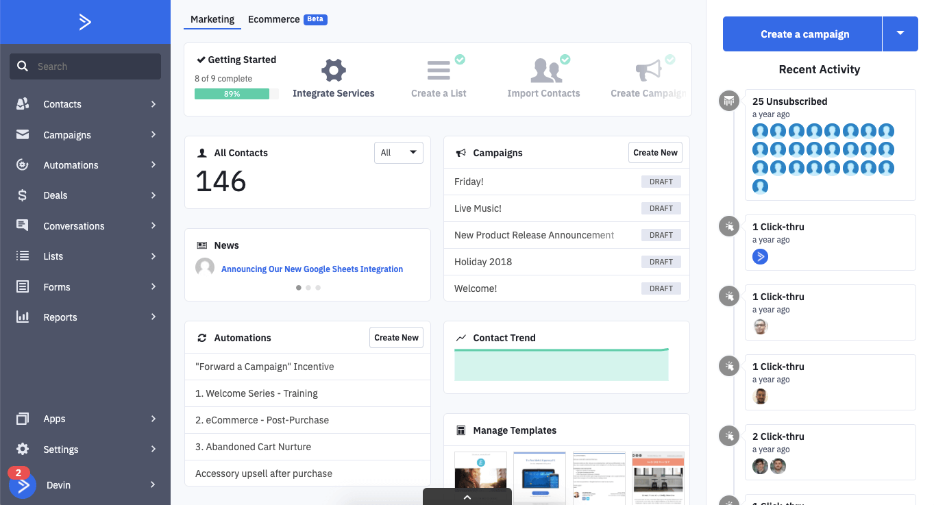 ActiveCampaign screenshot 2