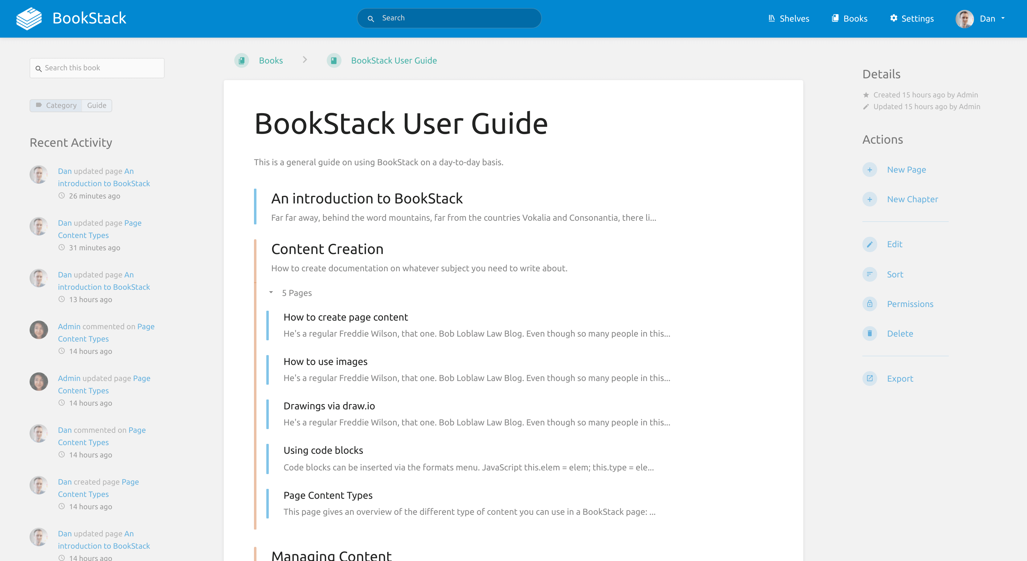 BookStack screenshot 1