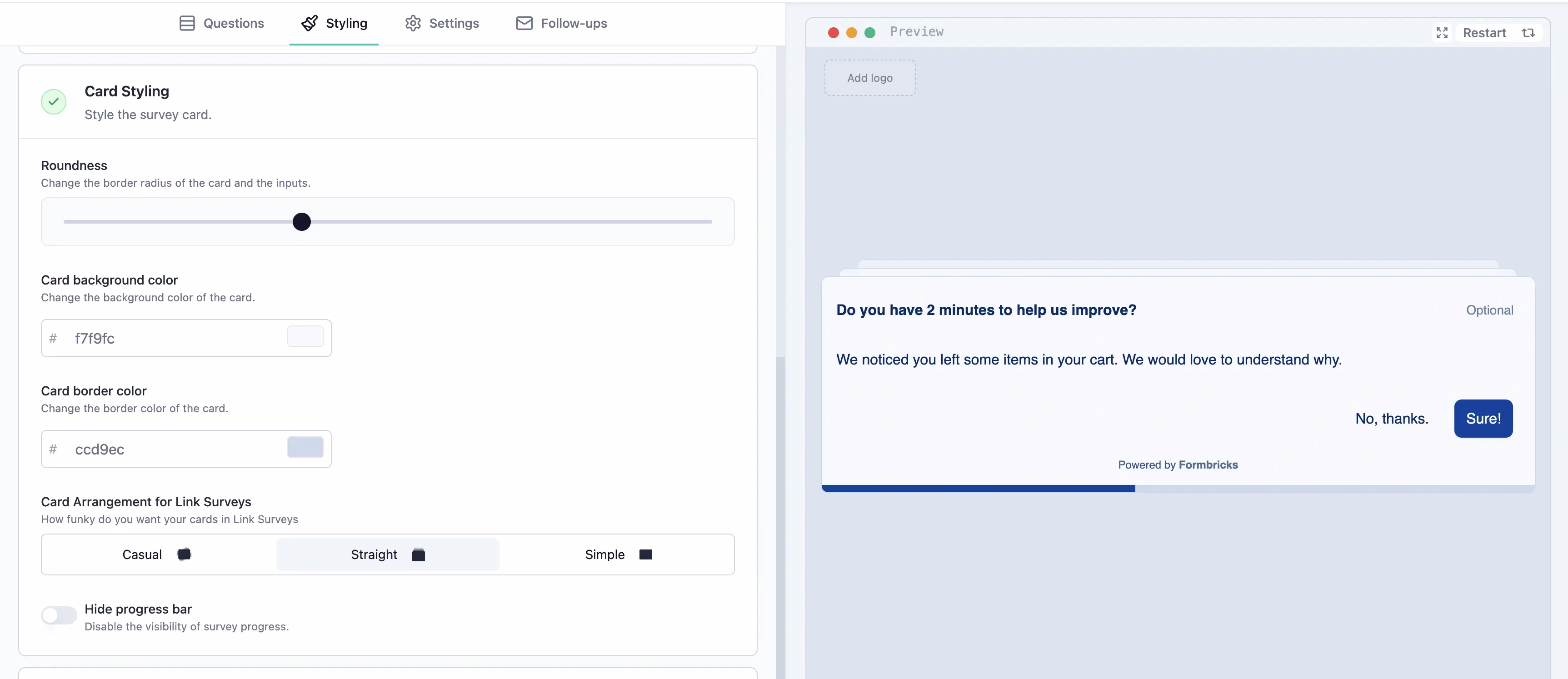 Formbricks marketing tool preview