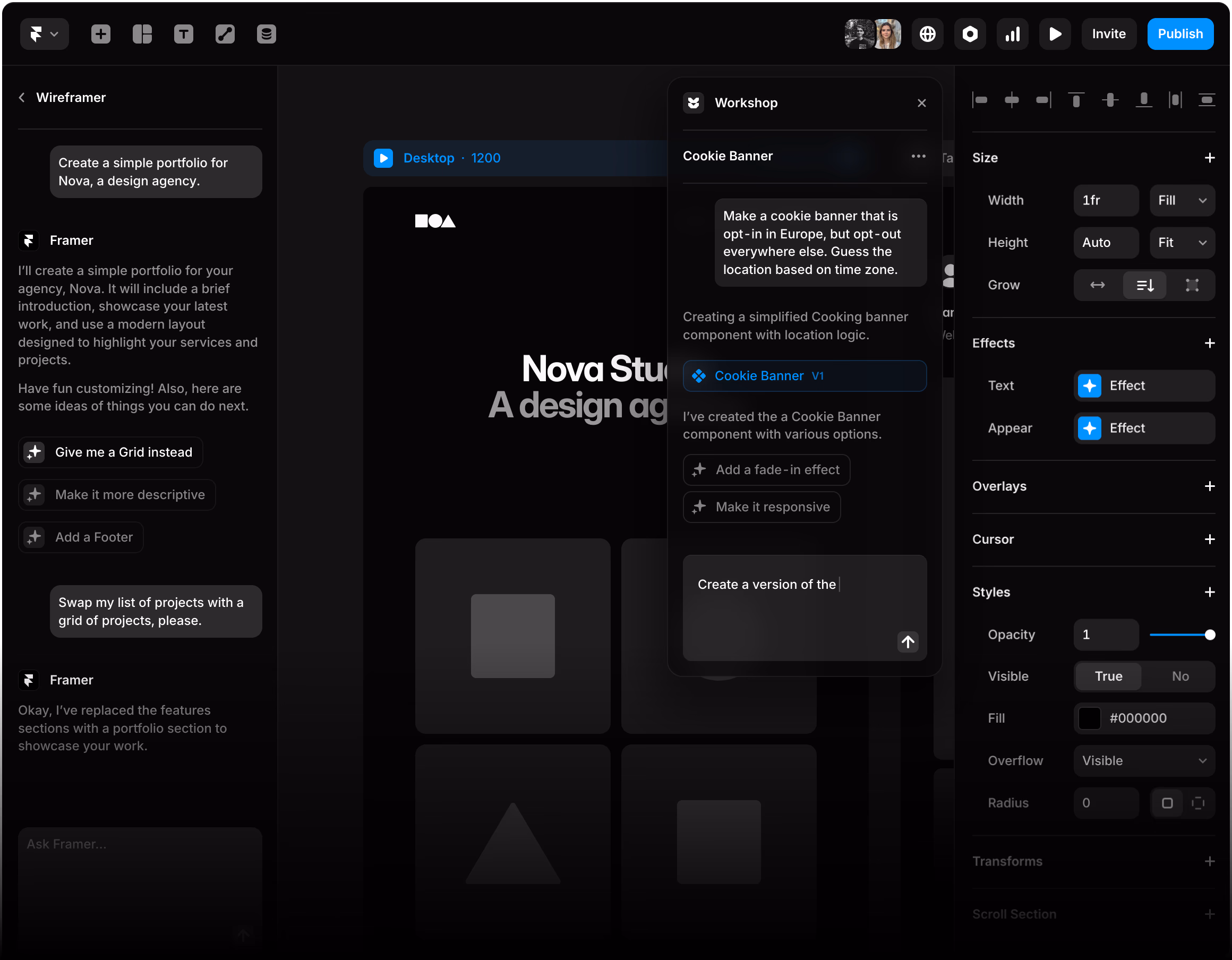 Framer hero background