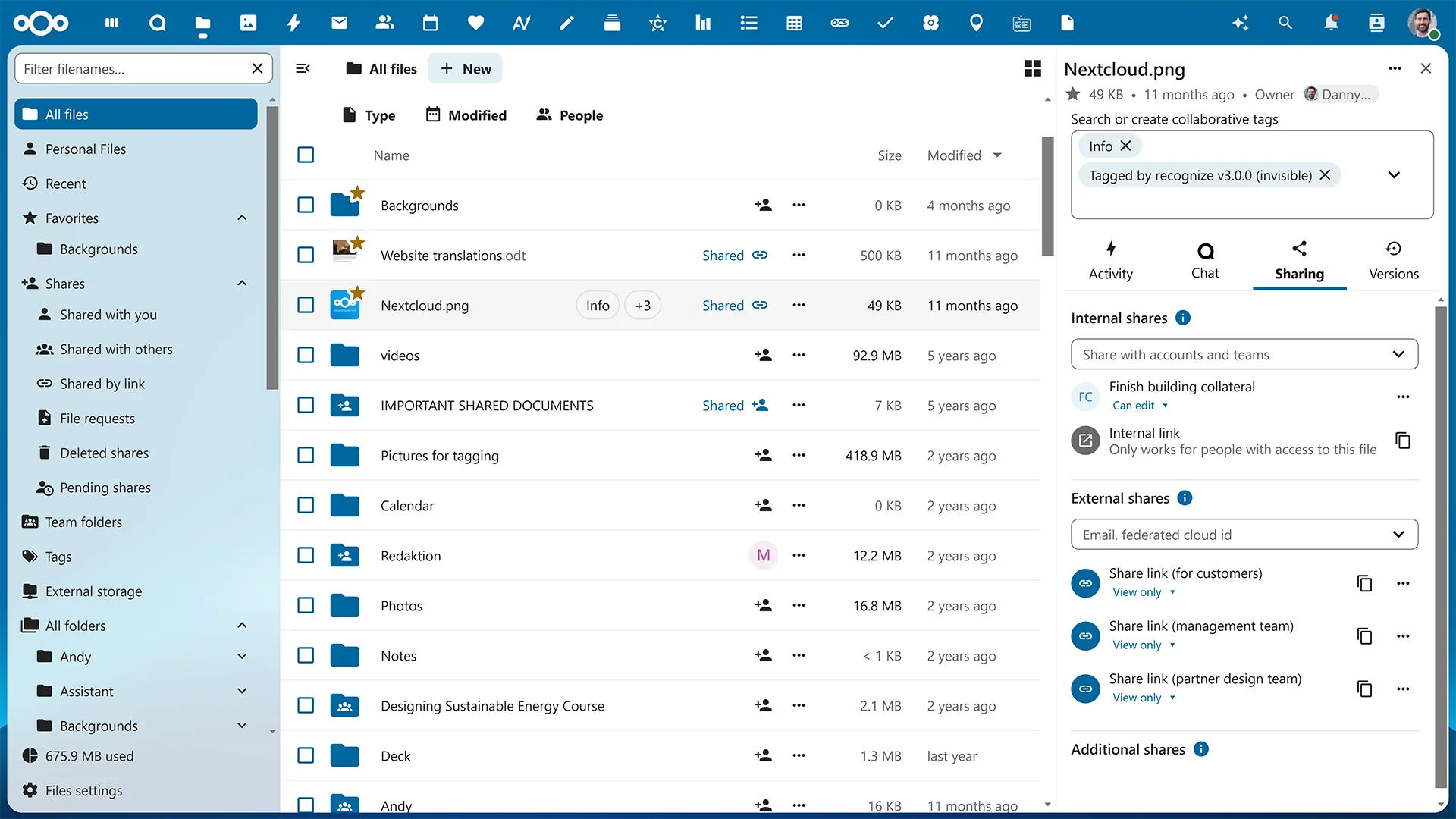 Nextcloud screenshot 1