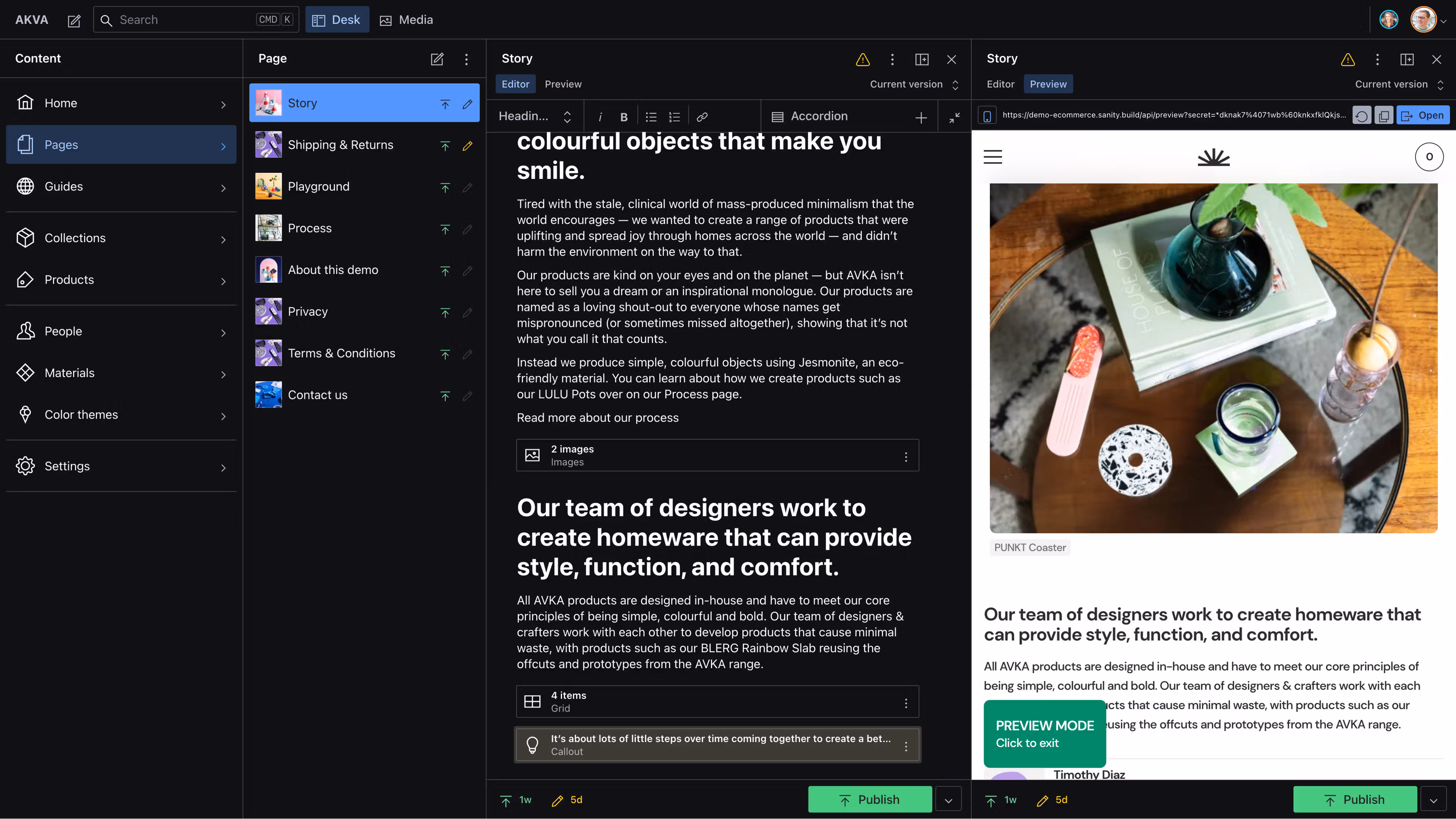 Sanity screenshot 1