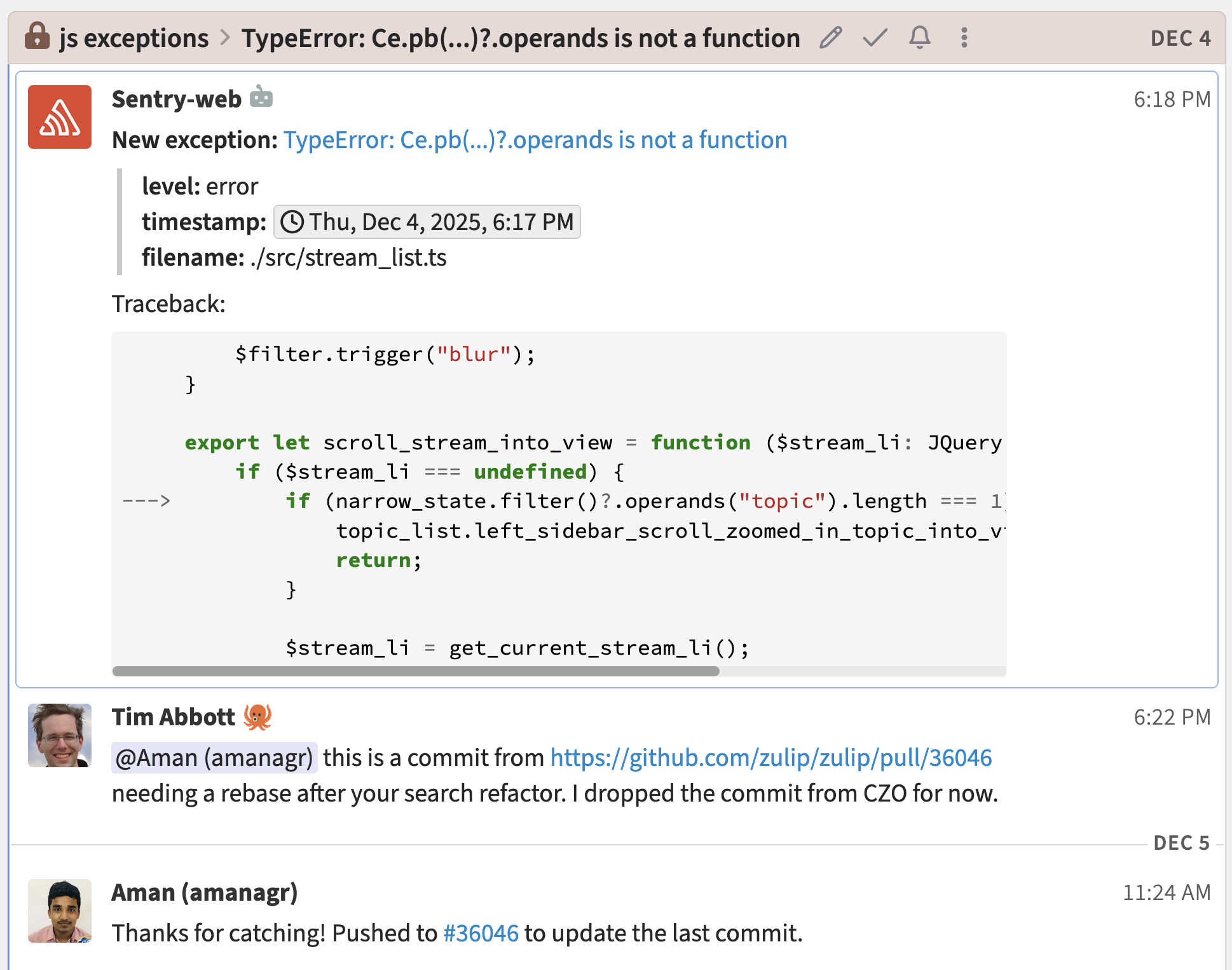 Zulip screenshot 2